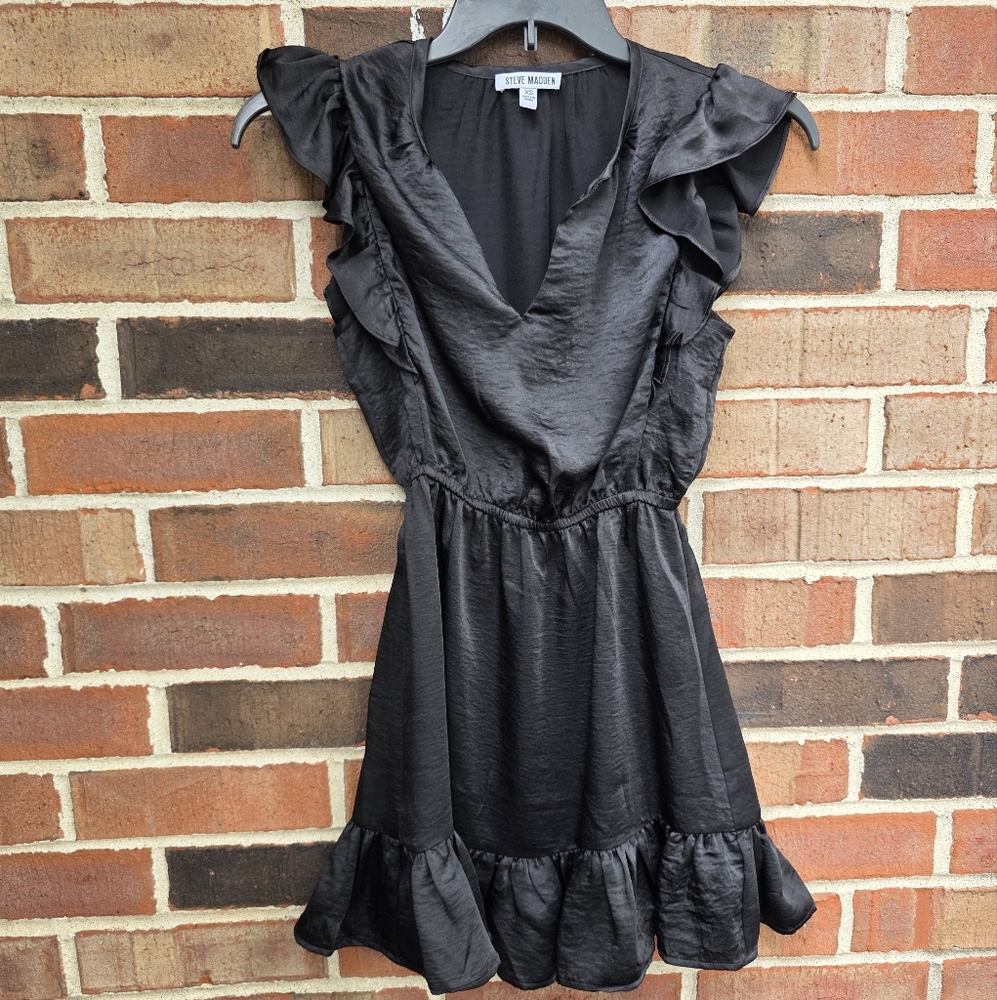 Steve Madden Black Satin Mini Dress